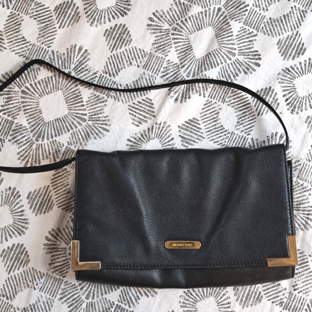 Michael Kors black leather Envelope shoulder bag or clutch 11x7x2